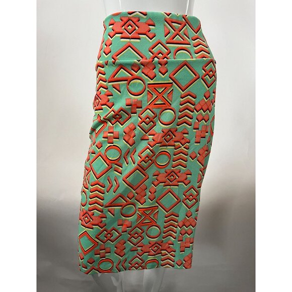 LuLaRoe XL Pencil Skirt With Geometric Coral & Mint Print - Picture 15 of 16